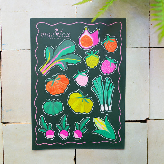 Homegrown Vegetables 5x7 Sticker Sheet