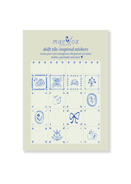 Delft Tile Sticker Sheet 5x7