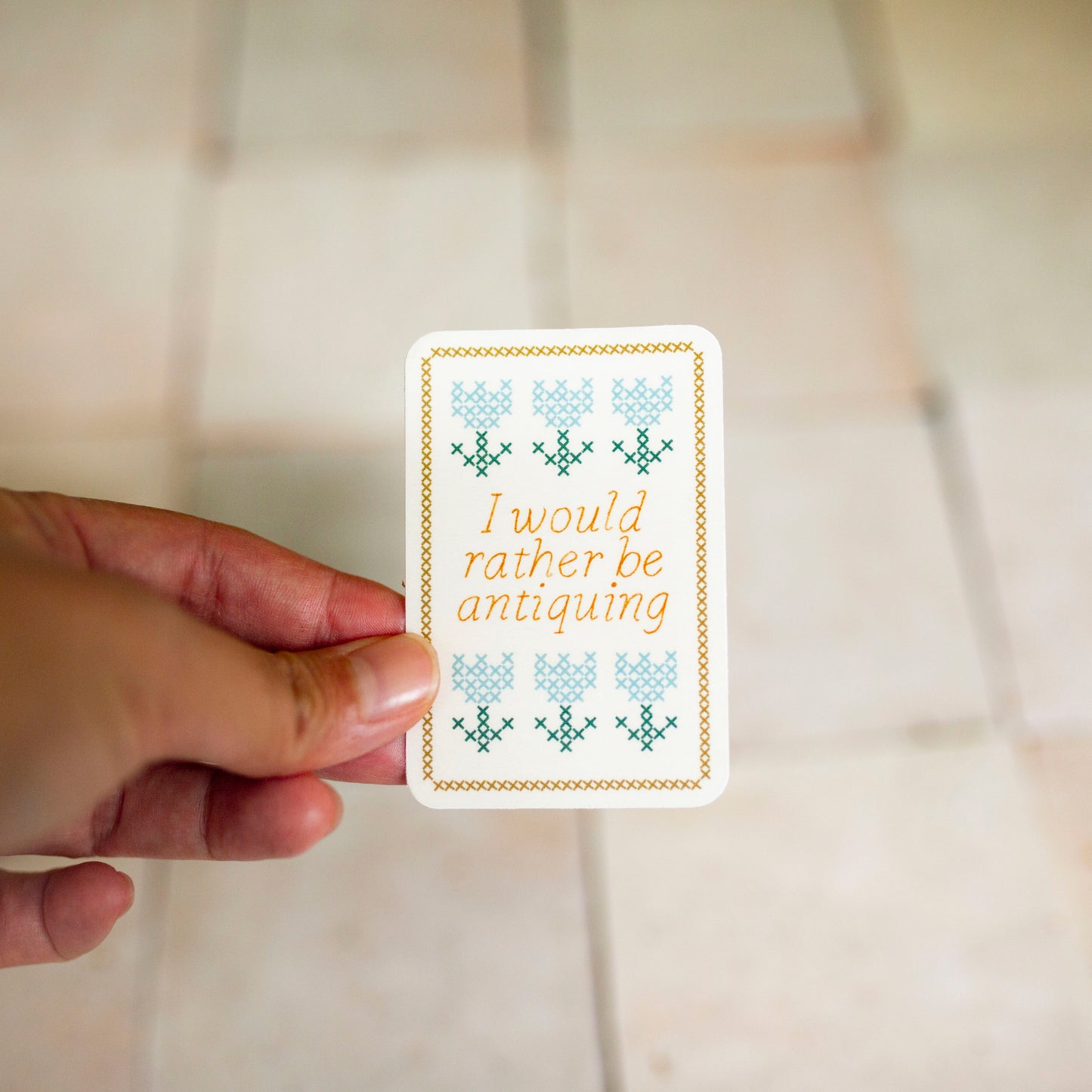 I'd Rather Be Antiquing Vinyl Sticker 3" | Cozy Cottage Core Antiquing Sticker Gift for Thrifters Who Love Thrifting