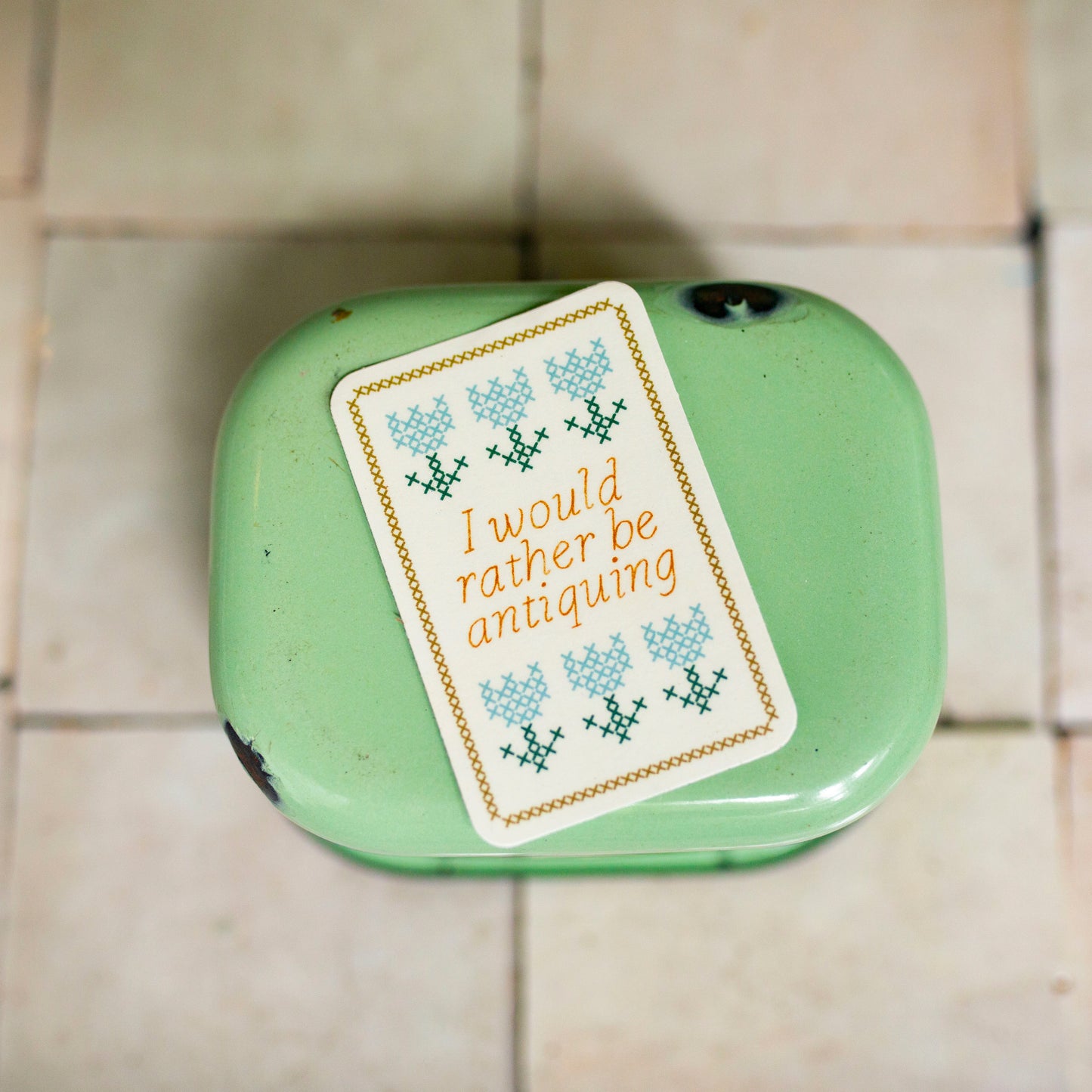 I'd Rather Be Antiquing Vinyl Sticker 3" | Cozy Cottage Core Antiquing Sticker Gift for Thrifters Who Love Thrifting