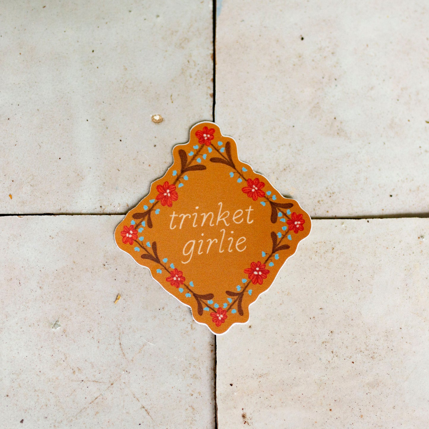 Trinket Girlie Vinyl Sticker 3" | Cozy Cottage Core Thrift Gift for Thrifters Who Love Trinkets