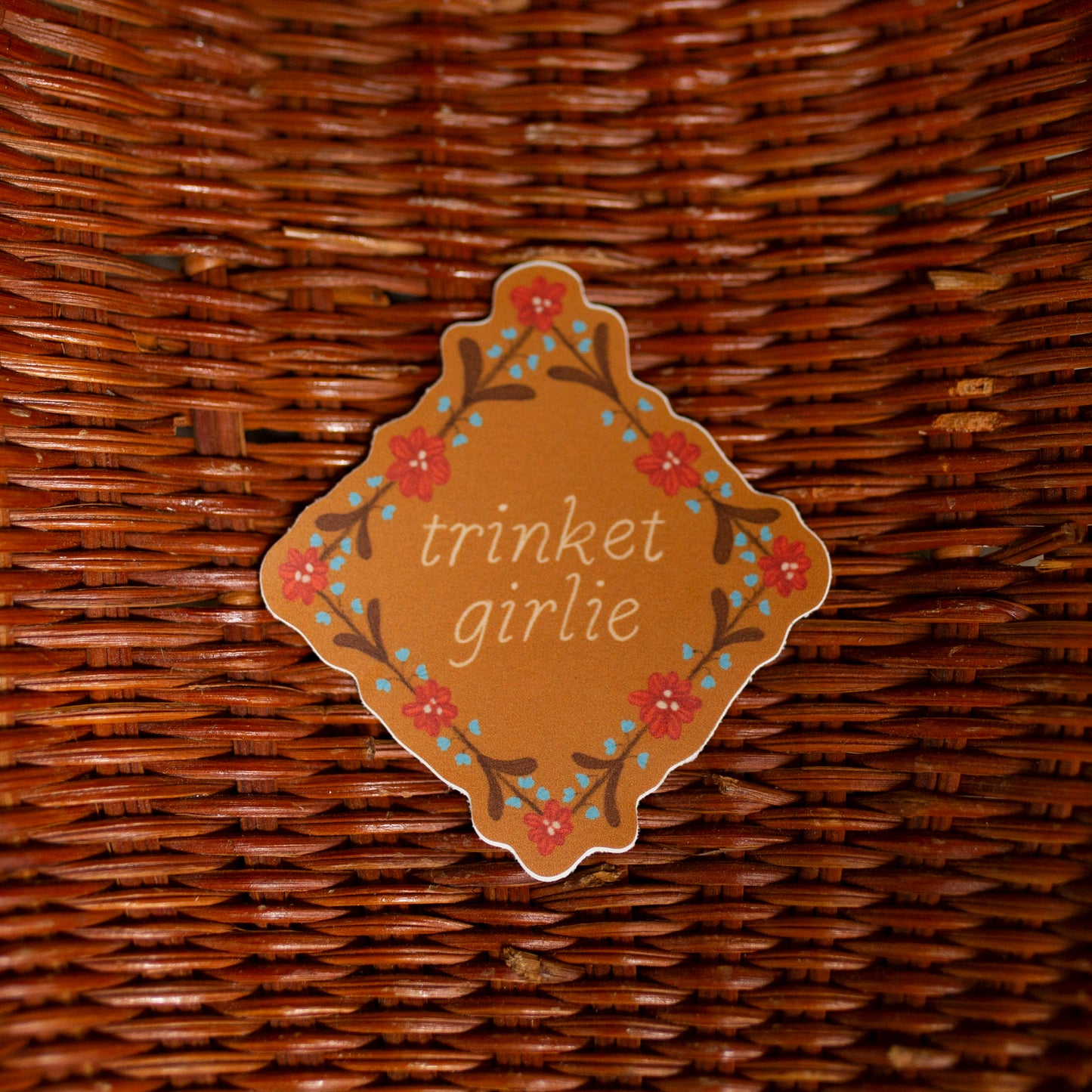 Trinket Girlie Vinyl Sticker 3" | Cozy Cottage Core Thrift Gift for Thrifters Who Love Trinkets