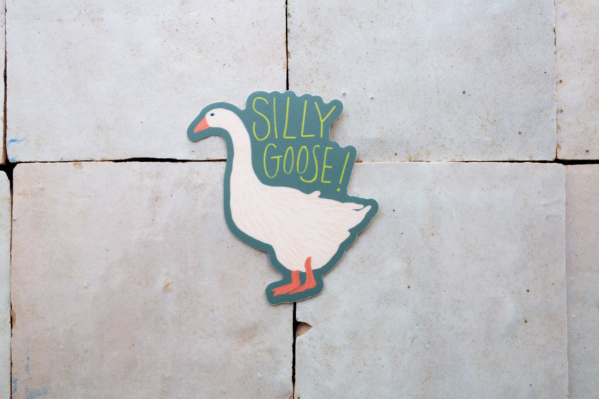 goose on green background that says Silly Goose Sticker